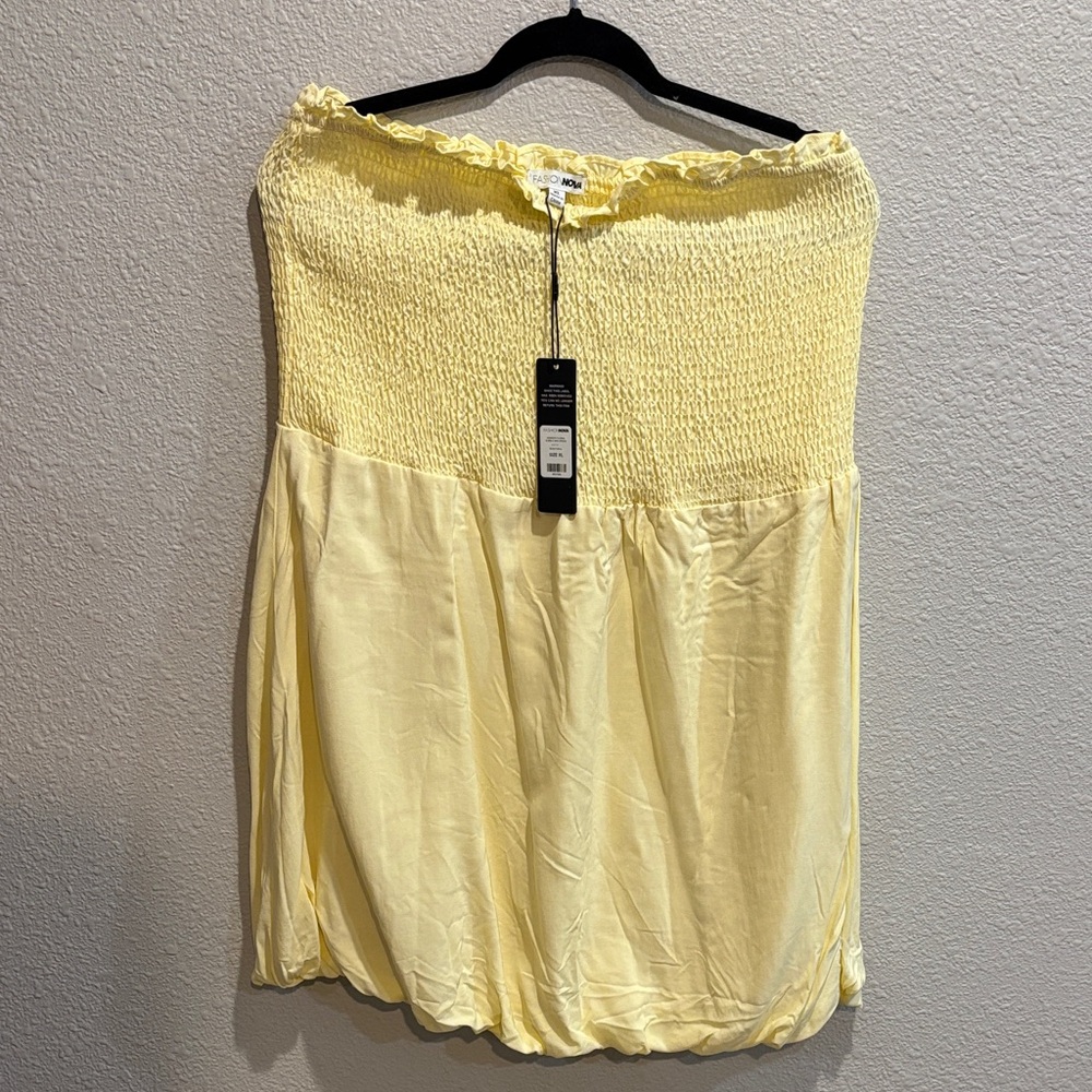 Yellow Smocked Women's Strapless Dress